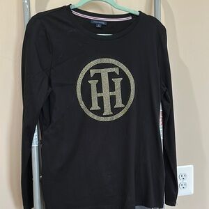 Tommy Hilfiger Black Long Sleeve with Gold Emblem